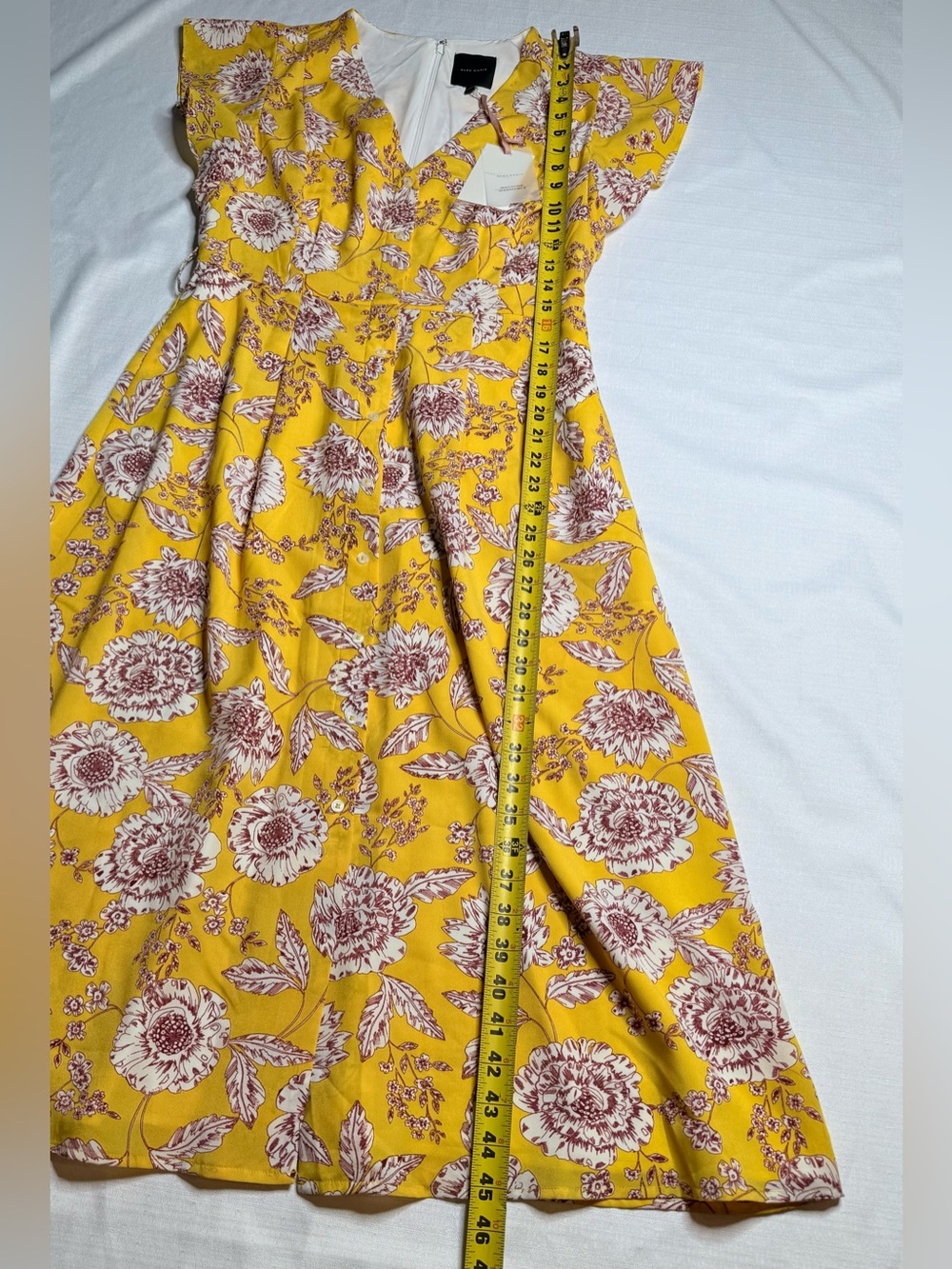 NWT Alex Marie Yellow Floral Dress Women’s Size 6 Flutter Sleeve Fit & Flare - Picture 6 of 10